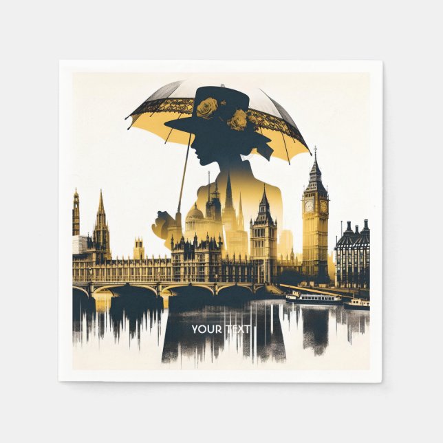 Guardanapo De Papel Fantasy Cute Lady Old London (Frente)