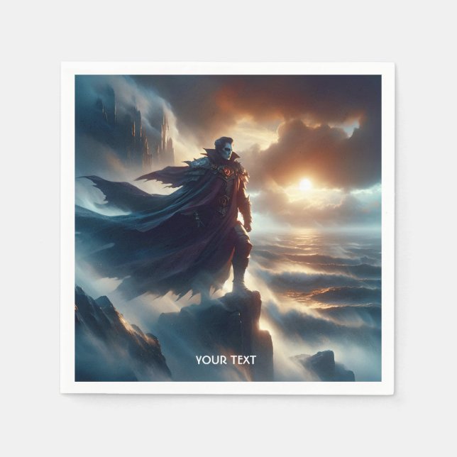 Guardanapo De Papel Fantasy Cute Man Night Sea (Frente)