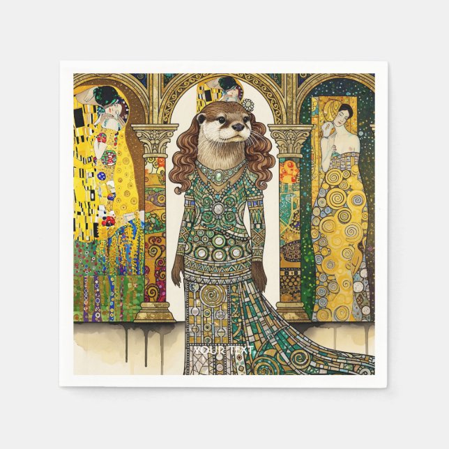Guardanapo De Papel Fantasy Cute Otter Art Deco (Frente)