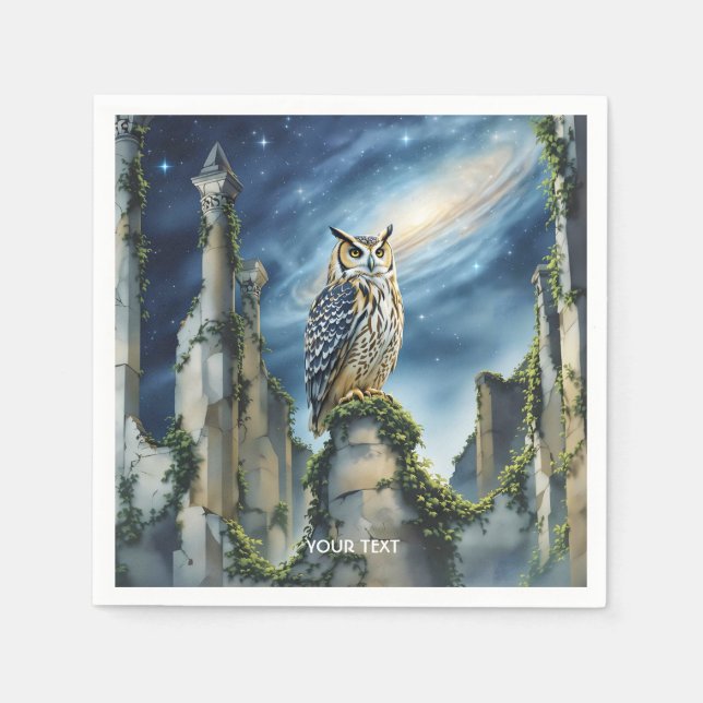 Guardanapo De Papel Fantasy Cute Owl Old Ruins (Frente)