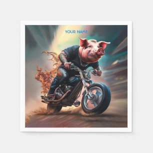 Guardanapo De Papel Fantasy Cute Pig Riding Bike