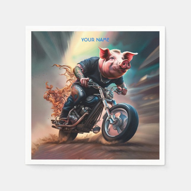 Guardanapo De Papel Fantasy Cute Pig Riding Bike (Frente)