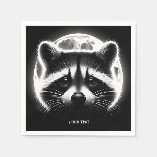 Guardanapo De Papel Fantasy Cute Racoon Face Moon (Frente)