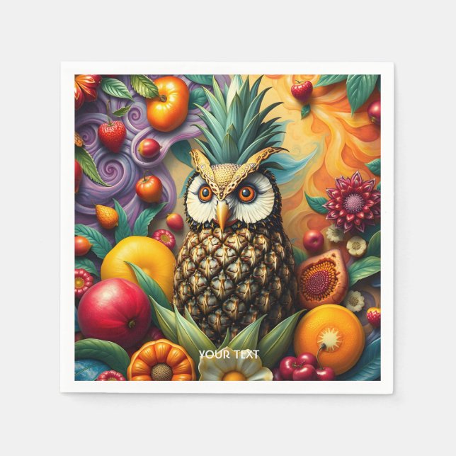 Guardanapo De Papel Fantasy Cute Serene Pineapple Owl (Frente)