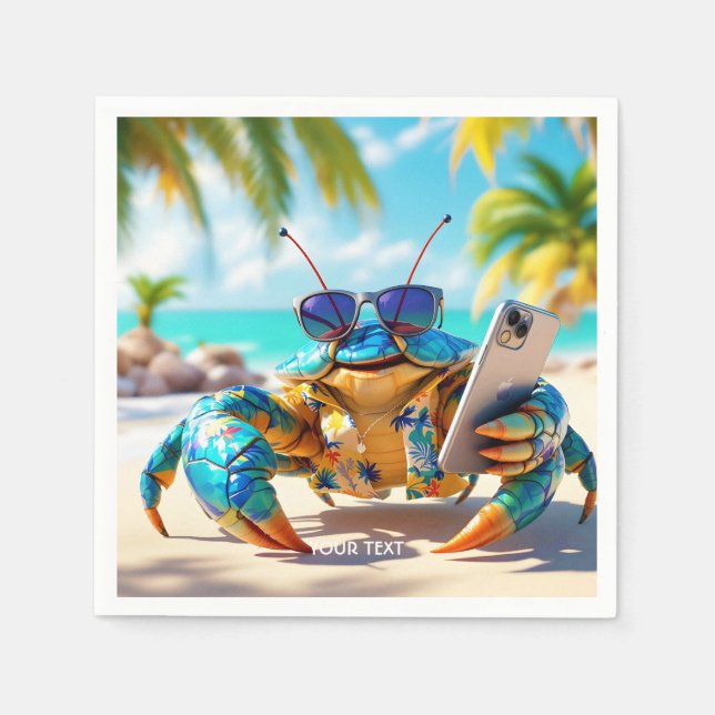Guardanapo De Papel Fantasy Cute Shell Crab Beach (Frente)