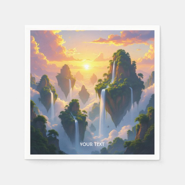 Guardanapo De Papel Fantasy Cute Sunset Islands Waterfall (Frente)