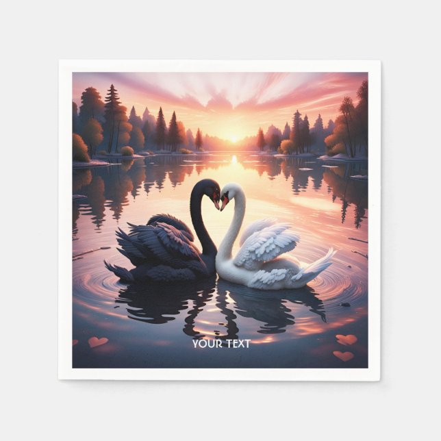 Guardanapo De Papel Fantasy Cute Swan Lake Sunset (Frente)