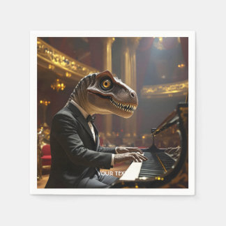 Guardanapo De Papel Fantasy - Cute T-rex Tocando Piano