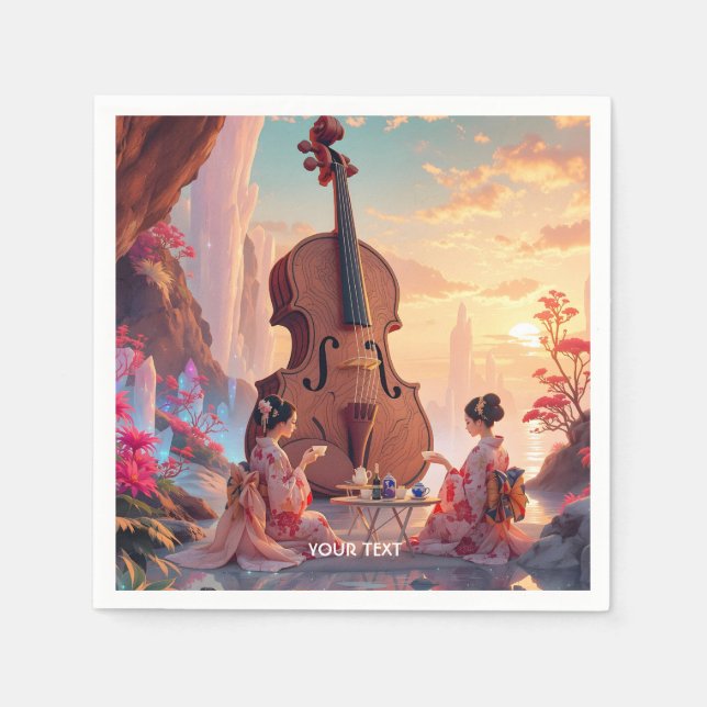 Guardanapo De Papel Fantasy Cute Violin Girls Tea (Frente)