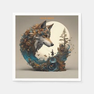 Guardanapo De Papel Fantasy Cute Vivid Flowers Wolf Wizard
