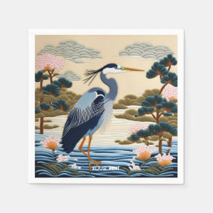 Guardanapo De Papel Fantasy Cute Vivid Japonês Heron Blue