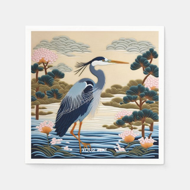 Guardanapo De Papel Fantasy Cute Vivid Japonês Heron Blue (Frente)