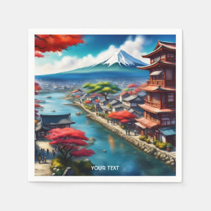 Guardanapo De Papel Fantasy Cute Vivid Japonês Seaside Town