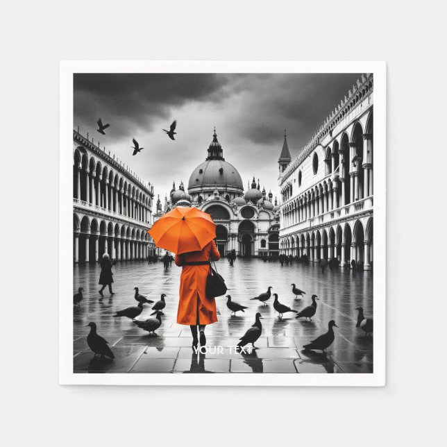 Guardanapo De Papel Fantasy Cute Vivid Orange Casaco Veneice (Frente)