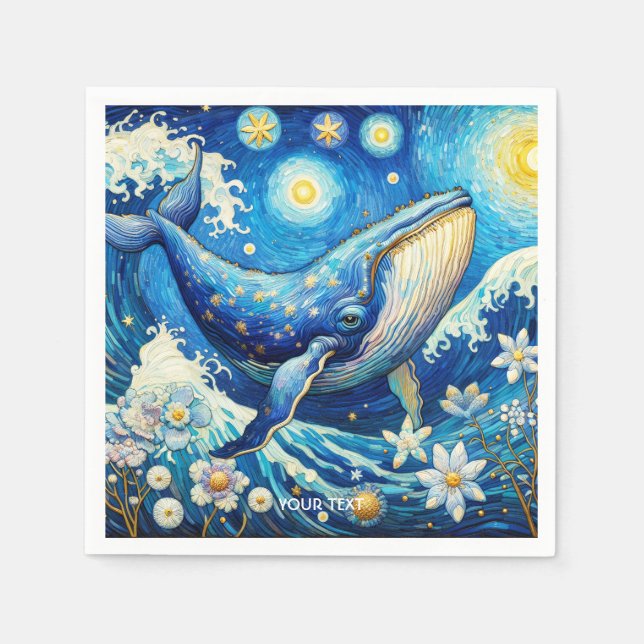 Guardanapo De Papel Fantasy Cute Whale Stars Sea (Frente)