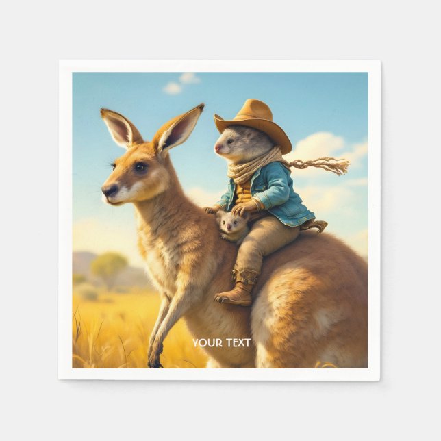 Guardanapo De Papel Fantasy Cute Wombat Kangaroo Koala (Frente)
