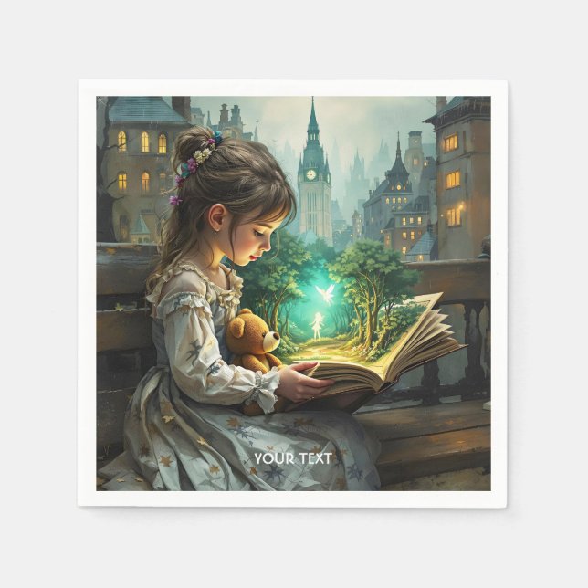 Guardanapo De Papel Fantasy Cute Young Girl Read (Frente)