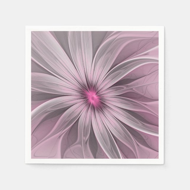 Guardanapo De Papel Fantasy Flower Abstrato Plum Floral Arte Fractal (Frente)