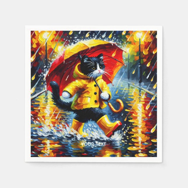Guardanapo De Papel Fantasy Gato Bonito Boots Umbrella (Frente)