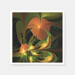 Guardanapo De Papel Fantasy Plant Abstrato Green Rust Brown Fractal