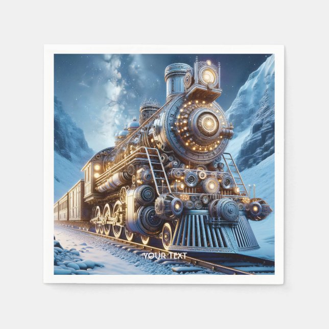 Guardanapo De Papel Fantasy Steam Train Winter (Frente)
