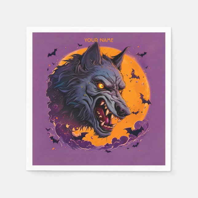 Guardanapo De Papel Fantasy Werewolf Moon Halloween (Frente)