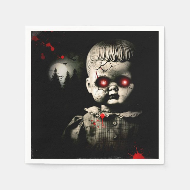 Guardanapo De Papel Fantoches Assustadores de Halloween Fantasiados Fe (Frente)