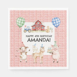 Guardanapo De Papel Farm Animals Kids Birthday Party Napkins