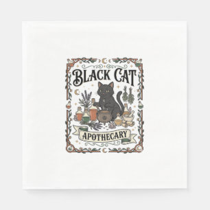 Guardanapo De Papel Farmácia de Gato Preto Bruxa Mística Apothecary 
