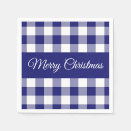 Guardanapo De Papel Farmhouse Blue Checks Feliz Natal