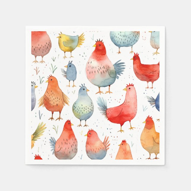 Guardanapo De Papel Farmhouse Chickens (Frente)