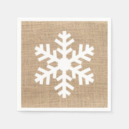 Guardanapo De Papel Farmhouse Moderno Natal Floco de Neve Burlap Russo