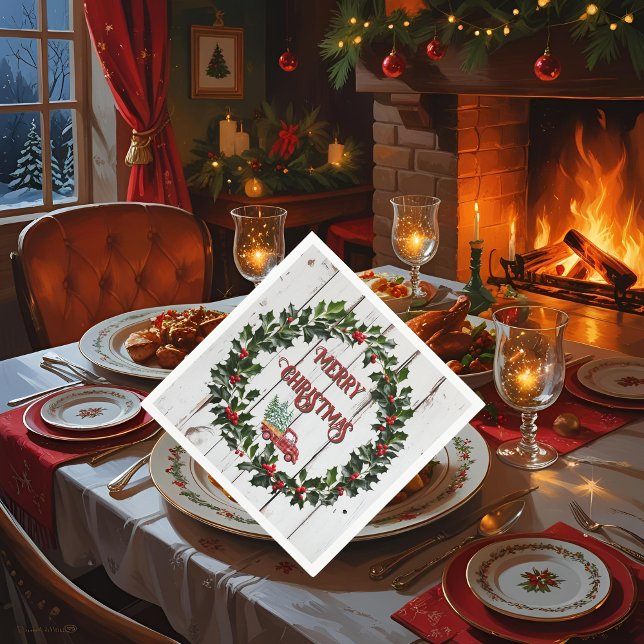 Guardanapo De Papel Farmhouse Russo - Caminhão Vermelho de Madeira em  (Criador carregado)