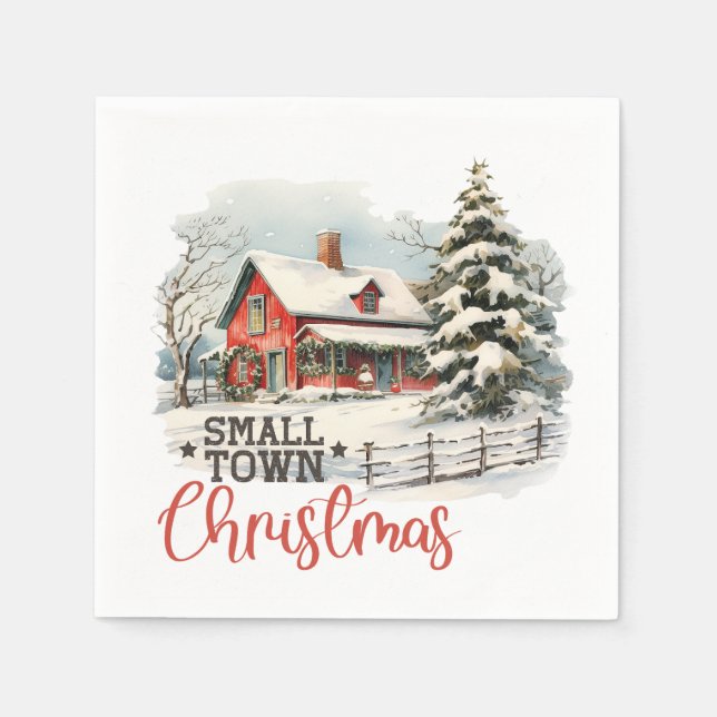 Guardanapo De Papel Farmhouse Russo de Natal de Pequena Cidade (Frente)
