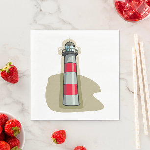 Guardanapo De Papel Farol Vermelho e Branco Náutico Costeiro