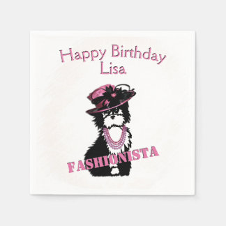 Guardanapo De Papel Fashionista Personalizada de Cachorro no Aniversár