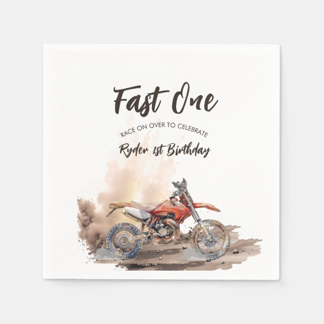 Guardanapo De Papel Fast One Little Racer First Birthday (Frente)