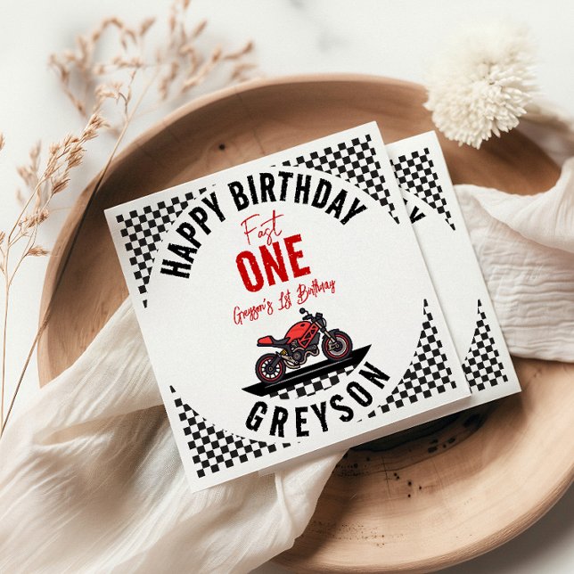 Guardanapo De Papel Fast One Race Motorcycle 1st Birthday Party (Criador carregado)