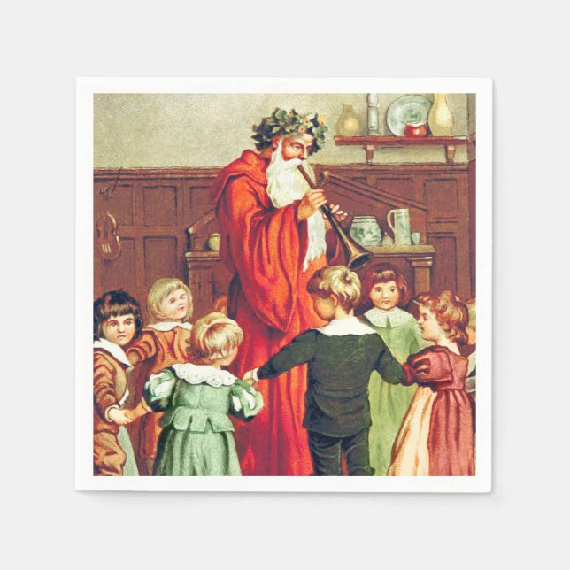 Guardanapo De Papel Father Christmas Blowing The Horn (Frente)