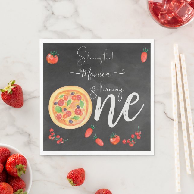 Guardanapo De Papel Fatia de diversão, primeiro aniversário de pizza (Insitu)