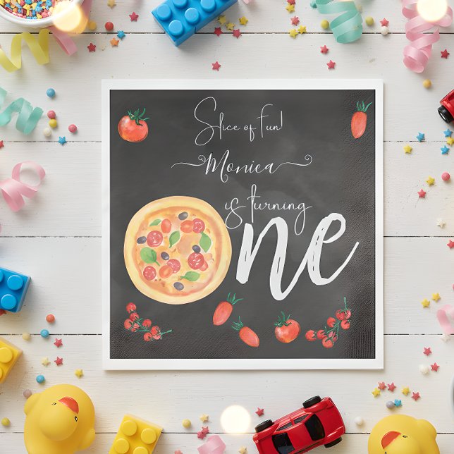 Guardanapo De Papel Fatia de diversão, primeiro aniversário de pizza (Criador carregado)