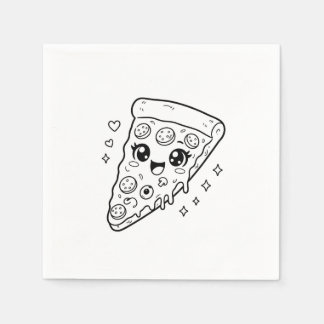 Guardanapo De Papel Fatia de pizza kawaii para colorir