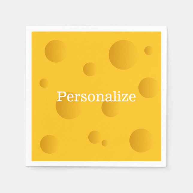 Guardanapo De Papel Fatia de queijo suíço amarelo com buracos engraçad (Frente)