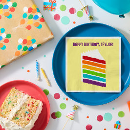 Guardanapo De Papel Fatia do Rainbow Cake Party