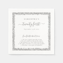 Guardanapo De Papel Fatos de Diversão de Lâmpada do Prata Nome Data 21