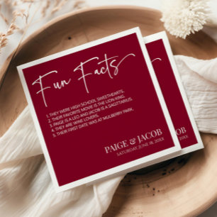 Guardanapo De Papel Fatos Divertidos Burgundy Clássico Casamento Minim