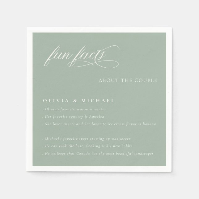 Guardanapo De Papel Fatos Divertidos Casamento de Tipografia Simplesme (Frente)