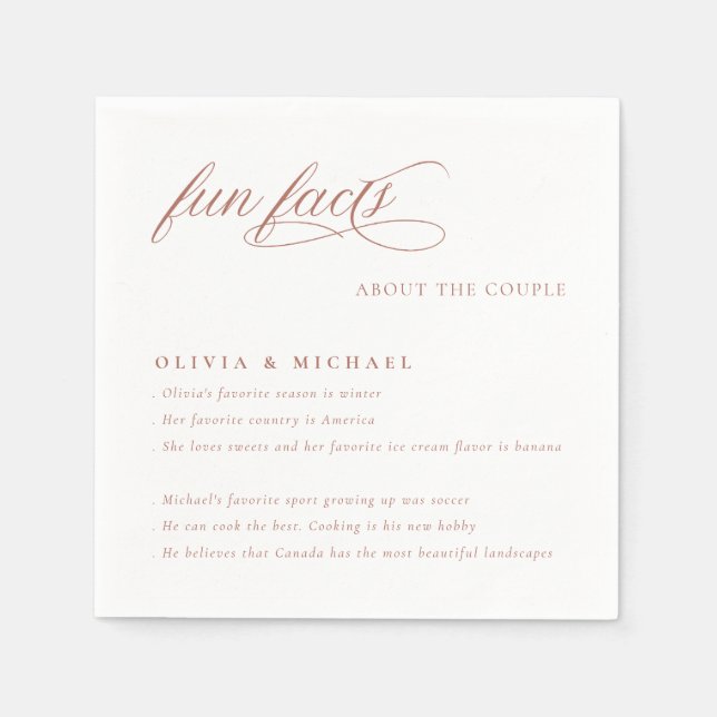 Guardanapo De Papel Fatos Divertidos Casamento de Tipografia Simplesme (Frente)