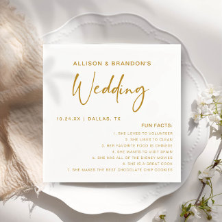 Guardanapo De Papel Fatos Divertidos Casamento Minimalista Moderno Chi