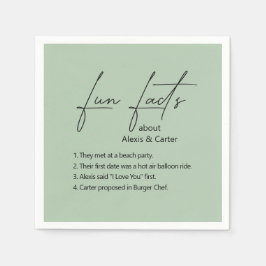 Guardanapo De Papel Fatos Divertidos De Casamento Em Sage Green